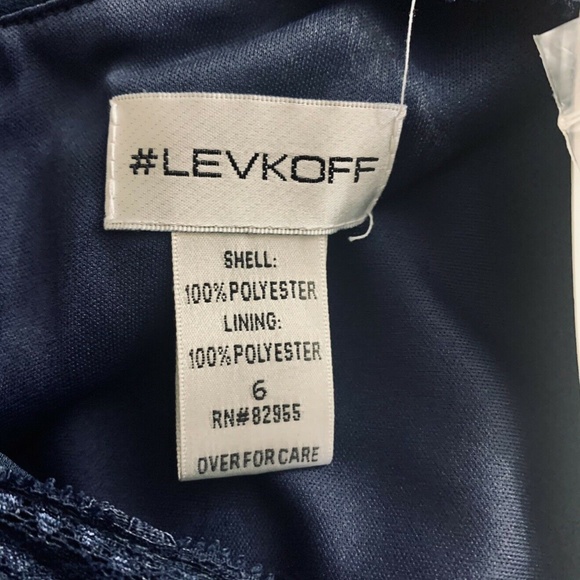 Levkoff Slate Lace Bodice Chiffon A-Line Gown 6 - Picture 5 of 6